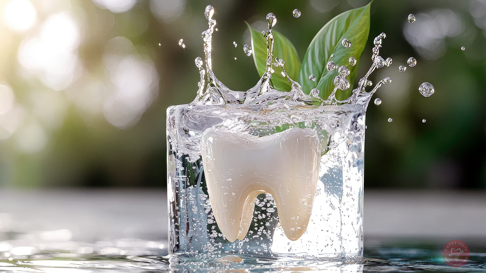 A glass of water next to a dental mirror, illustrating dry mouth treatment Ludhiana and hydration.