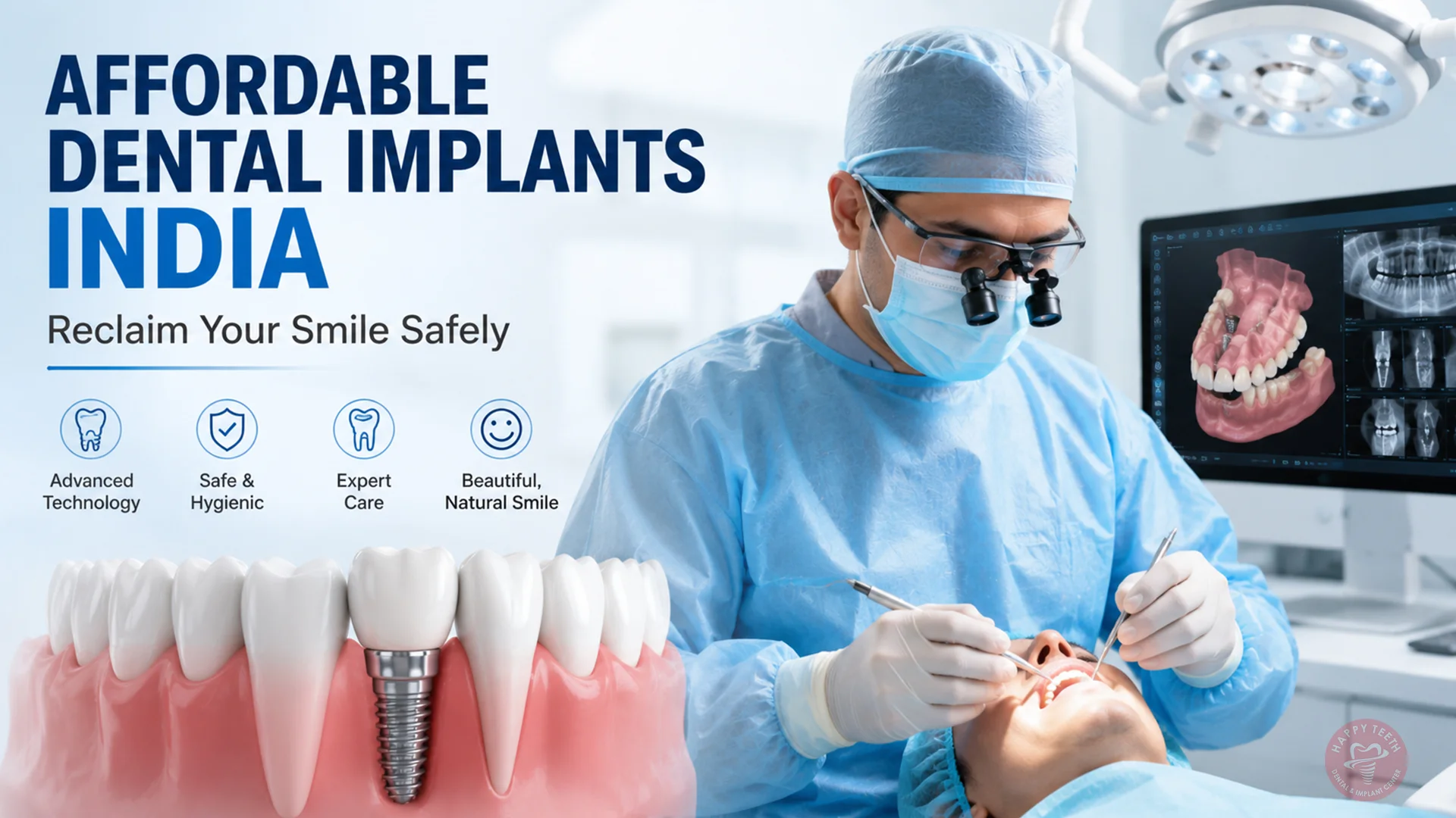 A high-precision surgical environment for placing affordable dental implants India safely.